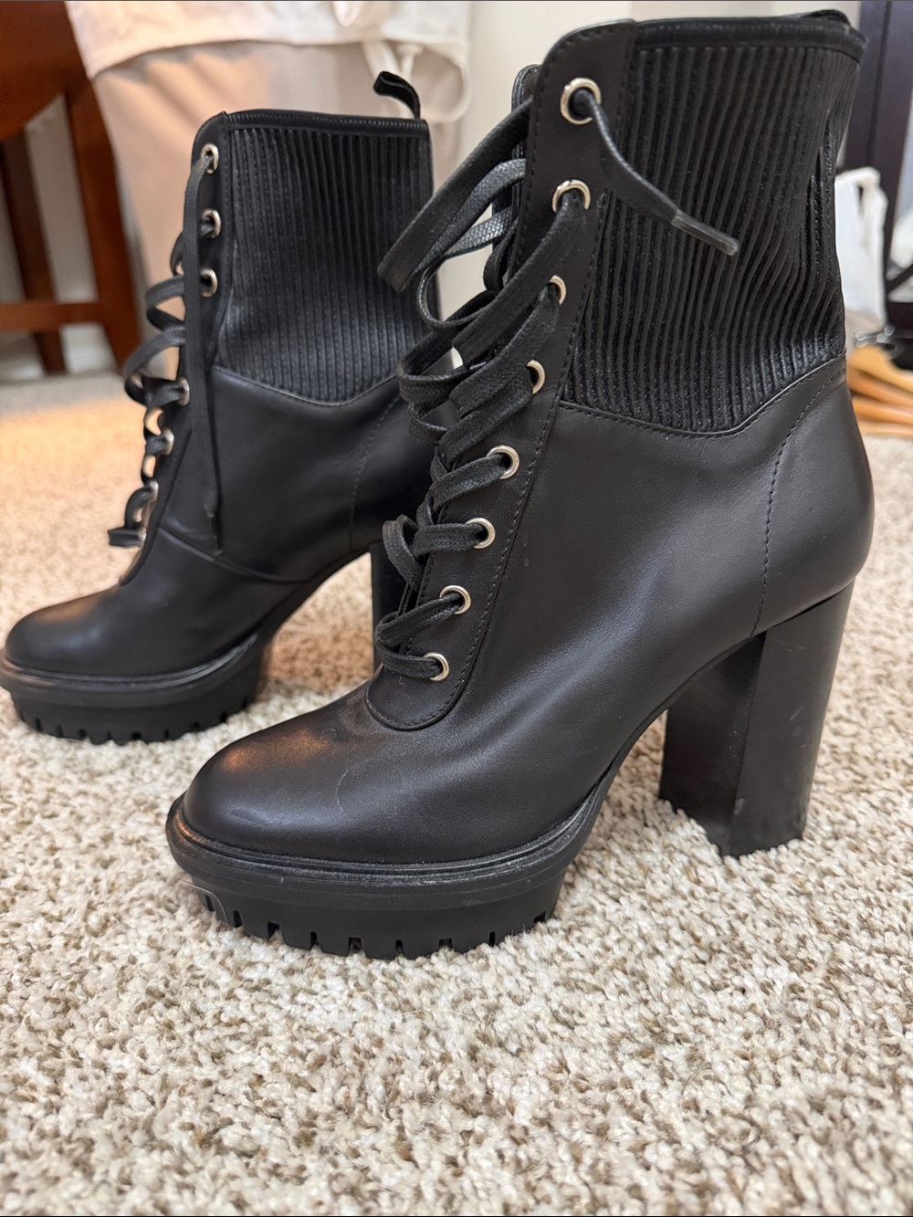 Gianvito Rossi Black Lace-Up Platform Ankle Boots